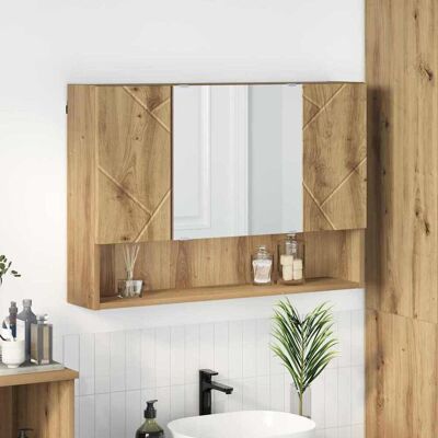 vidaXL Spiegelschrank Artisan-Eiche 80 x 17 x 55 cm Holzwerkstoff vidaXL Spiegelschrank Artisan-Eiche 80 x 17 x 55 cm Holzwerkstoff