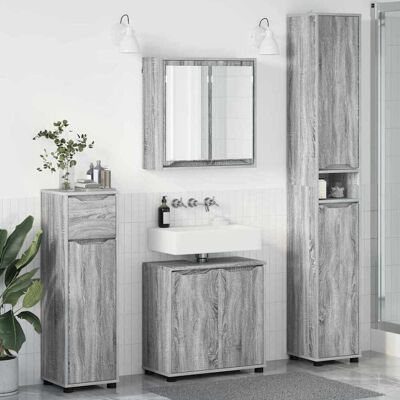 vidaXL Badezimmermöbel-Set mit Regal 4 pcs Graues Sonoma Holzwerkstoff vidaXL Badezimmermöbel-Set mit Regal 4 pcs Graues Sonoma Holzwerkstoff