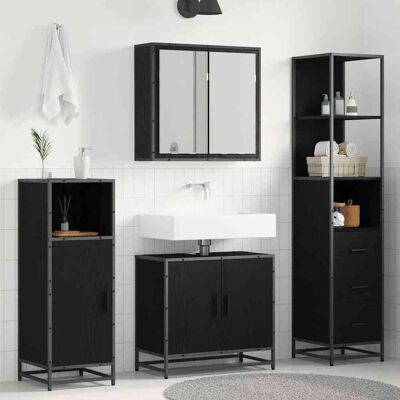 vidaXL Badezimmermöbel-Set 3 stk. Schwarz Eichen-Optik 65 x 33 x 60 cm vidaXL Badezimmermöbel-Set 3 stk. Schwarz Eichen-Optik 65 x 33 x 60 cm