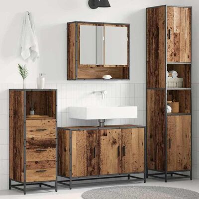 vidaXL Badezimmermöbel-Set mit Regal 3 pcs Altholz Holzwerkstoff vidaXL Badezimmermöbel-Set mit Regal 3 pcs Altholz Holzwerkstoff
