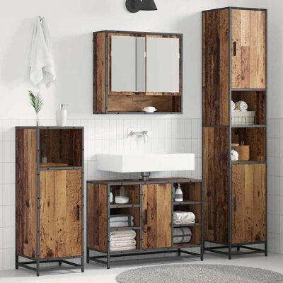 vidaXL Badezimmermöbel-Set mit Regal 3 pcs Altholz Holzwerkstoff vidaXL Badezimmermöbel-Set mit Regal 3 pcs Altholz Holzwerkstoff