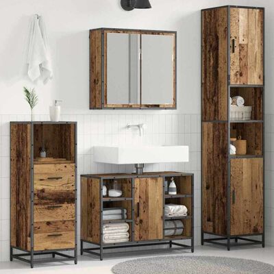 vidaXL Badezimmermöbel-Set mit Regal 3 pcs Altholz Holzwerkstoff vidaXL Badezimmermöbel-Set mit Regal 3 pcs Altholz Holzwerkstoff