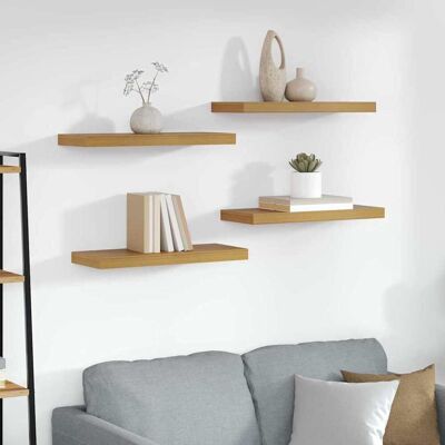 vidaXL Wandregal Wandmontiert 4 pcs Beige 60 x 23 x 4 cm Holzwerkstoff vidaXL Wandregal Wandmontiert 4 pcs Beige 60 x 23 x 4 cm Holzwerkstoff