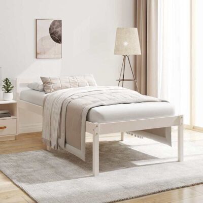 vidaXL Weißes Kiefernbettgestell - Massivholz Bettgestell für 90x190 cm Matratze vidaXL Weißes Kiefernbettgestell - Massivholz Bettgestell für 90x190 cm Matratze