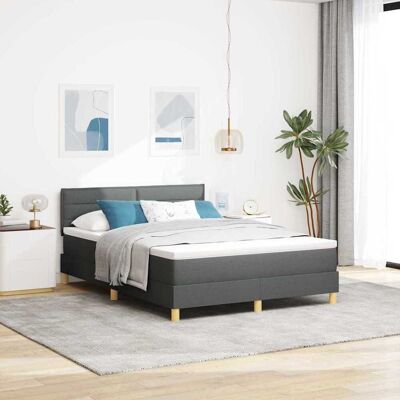 vidaXL Boxspringbett mit Kissen Dunkelgrau 160 x 200 cm Stoff vidaXL Boxspringbett mit Kissen Dunkelgrau 160 x 200 cm Stoff