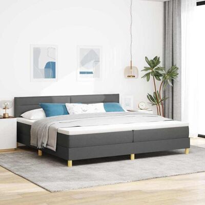 vidaXL Boxspringbett mit Kissen Dunkelgrau 200 x 200 cm Stoff vidaXL Boxspringbett mit Kissen Dunkelgrau 200 x 200 cm Stoff