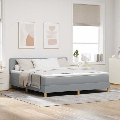 vidaXL Boxspringbett mit Kissen Hellgrau 180 x 200 cm Stoff vidaXL Boxspringbett mit Kissen Hellgrau 180 x 200 cm Stoff