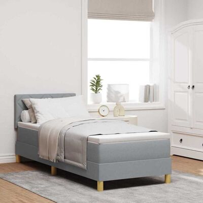 vidaXL Boxspringbett mit Kissen Hellgrau 80 x 200 cm Stoff vidaXL Boxspringbett mit Kissen Hellgrau 80 x 200 cm Stoff