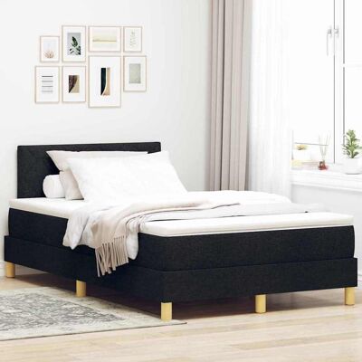 vidaXL Boxspringbett mit Kissen Schwarz 120 x 190 cm Stoff vidaXL Boxspringbett mit Kissen Schwarz 120 x 190 cm Stoff
