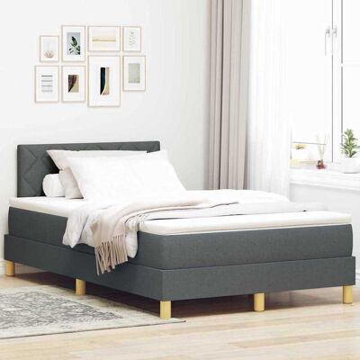 vidaXL Boxspringbett mit Kissen Dunkelgrau 120 x 200 cm Stoff vidaXL Boxspringbett mit Kissen Dunkelgrau 120 x 200 cm Stoff