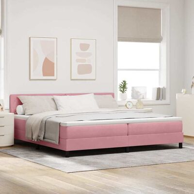vidaXL Boxspringbett mit Matratze mit Kopfteil Rosa 200 x 200 cm Samt vidaXL Boxspringbett mit Matratze mit Kopfteil Rosa 200 x 200 cm Samt