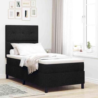 vidaXL Boxspringbett mit Kopfteil Schwarz 90 x 190 cm Stoff vidaXL Boxspringbett mit Kopfteil Schwarz 90 x 190 cm Stoff