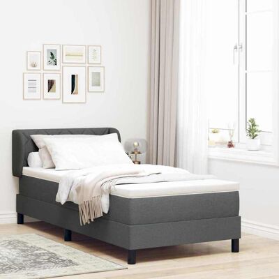 vidaXL Boxspringbett mit Kopfteil Dunkelgrau 90 x 190 cm Stoff vidaXL Boxspringbett mit Kopfteil Dunkelgrau 90 x 190 cm Stoff