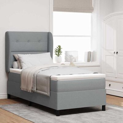 vidaXL Boxspringbett mit Kopfteil Hellgrau 90 x 190 cm Stoff vidaXL Boxspringbett mit Kopfteil Hellgrau 90 x 190 cm Stoff