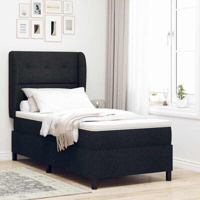 vidaXL Boxspringbett mit Kopfteil Schwarz 90 x 190 cm Stoff vidaXL Boxspringbett mit Kopfteil Schwarz 90 x 190 cm Stoff