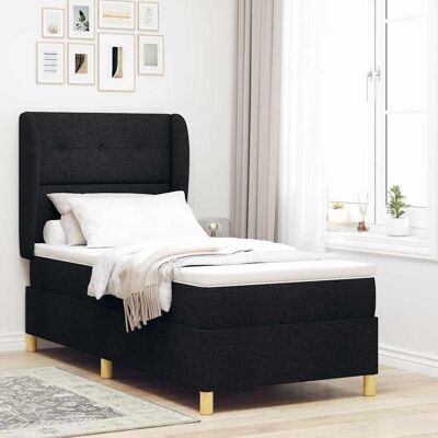 vidaXL Boxspringbett mit Kopfteil Schwarz 190 x 90 cm Stoff vidaXL Boxspringbett mit Kopfteil Schwarz 190 x 90 cm Stoff