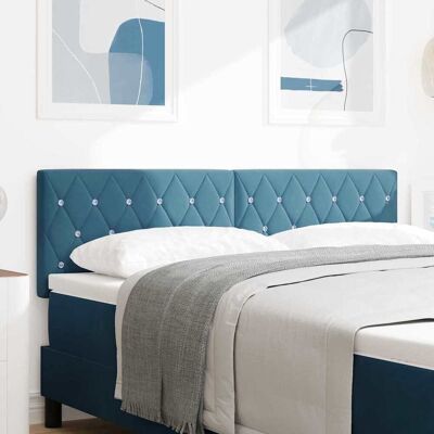 vidaXL LED Kopfteil mit LED-Lichtleisten Dunkelblau 144 cm Samt vidaXL LED Kopfteil mit LED-Lichtleisten Dunkelblau 144 cm Samt