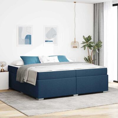 vidaXL Bettrahmen mit Matratze Blau 200 x 200 cm Stoff vidaXL Bettrahmen mit Matratze Blau 200 x 200 cm Stoff