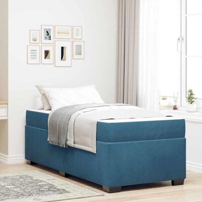 vidaXL Bettrahmen mit Matratze Dunkelblau 100 x 200 cm Stoff vidaXL Bettrahmen mit Matratze Dunkelblau 100 x 200 cm Stoff