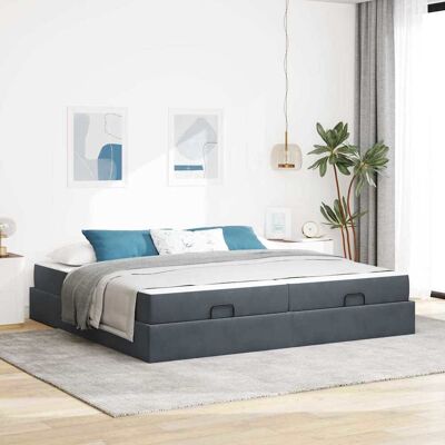 vidaXL Bettgestell mit Matratze mit Matratze 2 pcs Dunkelgrau Samt vidaXL Bettgestell mit Matratze mit Matratze 2 pcs Dunkelgrau Samt