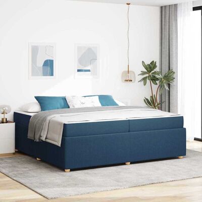 vidaXL Bettrahmen mit Matratze Blau 200 x 200 cm Stoff vidaXL Bettrahmen mit Matratze Blau 200 x 200 cm Stoff