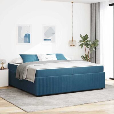 vidaXL Bettrahmen mit Matratze Blau 200 x 200 cm Stoff vidaXL Bettrahmen mit Matratze Blau 200 x 200 cm Stoff