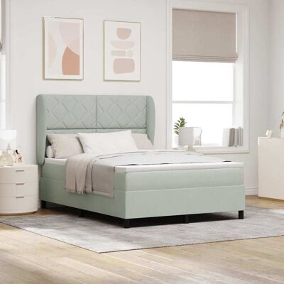 vidaXL Boxspringbett mit Kopfteil Hellgrau 190 x 140 cm Samt vidaXL Boxspringbett mit Kopfteil Hellgrau 190 x 140 cm Samt