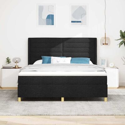 vidaXL Boxspringbett mit Matratze Schwarz 180 x 200 cm Stoff vidaXL Boxspringbett mit Matratze Schwarz 180 x 200 cm Stoff