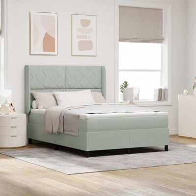 vidaXL Boxspringbett mit Kopfteil Hellgrau 140 x 190 cm Samt vidaXL Boxspringbett mit Kopfteil Hellgrau 140 x 190 cm Samt
