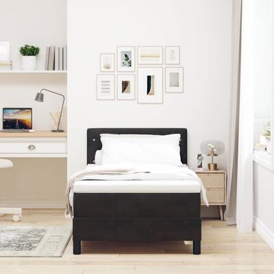 vidaXL LED Boxspringbett mit Matratze Schwarz 100 x 200 cm Samt vidaXL LED Boxspringbett mit Matratze Schwarz 100 x 200 cm Samt