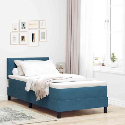 vidaXL LED Boxspringbett mit Kopfteil Dunkelblau 90 x 190 cm Samt vidaXL LED Boxspringbett mit Kopfteil Dunkelblau 90 x 190 cm Samt