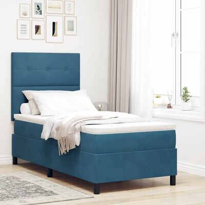 vidaXL LED Boxspringbett mit Kopfteil Dunkelblau 90 x 190 cm Samt vidaXL LED Boxspringbett mit Kopfteil Dunkelblau 90 x 190 cm Samt