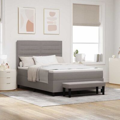 vidaXL Boxspringbett mit Matratze - Taupe - 140x190cm - Linien De vidaXL Boxspringbett mit Matratze - Taupe - 140x190cm - Linien De