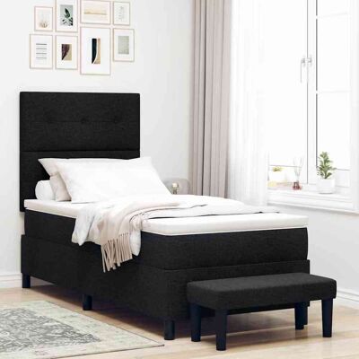 vidaXL Boxspringbett mit Kopfteil Schwarz 90 x 190 cm Stoff vidaXL Boxspringbett mit Kopfteil Schwarz 90 x 190 cm Stoff