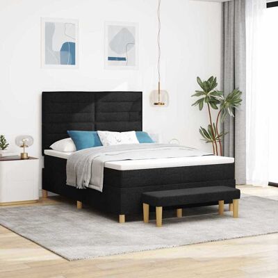 vidaXL Boxspringbett mit Kopfteil Schwarz 190 x 140 cm Stoff vidaXL Boxspringbett mit Kopfteil Schwarz 190 x 140 cm Stoff