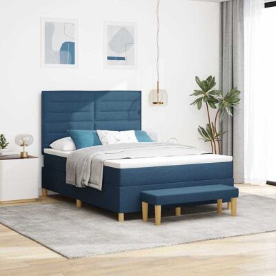 vidaXL Boxspringbett mit Kopfteil Blau 190 x 140 cm Stoff vidaXL Boxspringbett mit Kopfteil Blau 190 x 140 cm Stoff