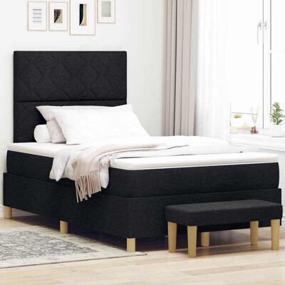 vidaXL Boxspringbett mit Kissen Schwarz 200 x 120 cm Stoff vidaXL Boxspringbett mit Kissen Schwarz 200 x 120 cm Stoff