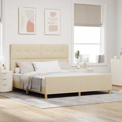 vidaXL Bettgestell mit Kopfteil Creme 180 x 200 cm Stoff vidaXL Bettgestell mit Kopfteil Creme 180 x 200 cm Stoff