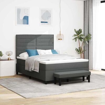 vidaXL Boxspringbett mit Matratze Dunkelgrau 152 x 200 cm Stoff vidaXL Boxspringbett mit Matratze Dunkelgrau 152 x 200 cm Stoff
