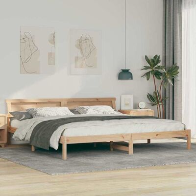 vidaXL Bettgestell mit Kopfteil Braun 200 x 200 cm Massivholz Kiefer vidaXL Bettgestell mit Kopfteil Braun 200 x 200 cm Massivholz Kiefer