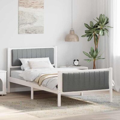 vidaXL Bettgestell Weiß und Hellgrau 100 x 200 cm Massivholz Kiefer vidaXL Bettgestell Weiß und Hellgrau 100 x 200 cm Massivholz Kiefer