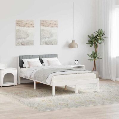 vidaXL Bettgestell Weiß und Hellgrau 120 x 190 cm Massivholz Kiefer vidaXL Bettgestell Weiß und Hellgrau 120 x 190 cm Massivholz Kiefer