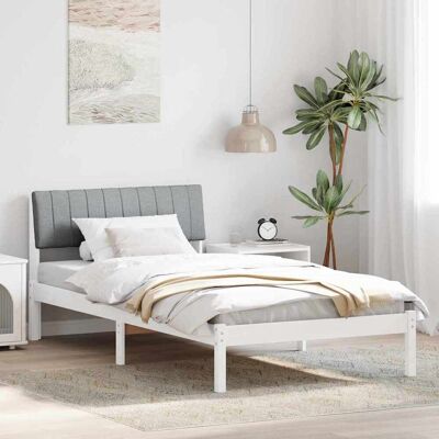 vidaXL Bettgestell Weiß und Hellgrau 100 x 200 cm Massivholz Kiefer vidaXL Bettgestell Weiß und Hellgrau 100 x 200 cm Massivholz Kiefer