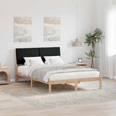 vidaXL Bettgestell Braun und Schwarz 140 x 190 cm Massivholz Kiefer vidaXL Bettgestell Braun und Schwarz 140 x 190 cm Massivholz Kiefer