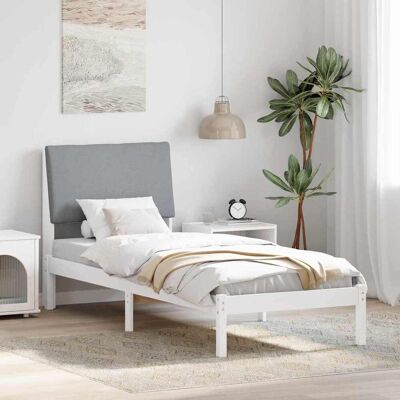 vidaXL Bettgestell Weiß und Hellgrau 75 x 190 cm Massivholz Kiefer vidaXL Bettgestell Weiß und Hellgrau 75 x 190 cm Massivholz Kiefer