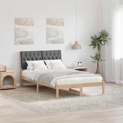 vidaXL Bettgestell mit gepolstertem Kopfteil Braun 120 x 200 cm vidaXL Bettgestell mit gepolstertem Kopfteil Braun 120 x 200 cm