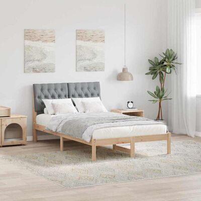 vidaXL Bettgestell mit gepolstertem Kopfteil Braun 120 x 190 cm vidaXL Bettgestell mit gepolstertem Kopfteil Braun 120 x 190 cm