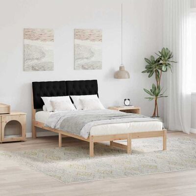 vidaXL Bettgestell mit gepolstertem Kopfteil Braun 120 x 190 cm vidaXL Bettgestell mit gepolstertem Kopfteil Braun 120 x 190 cm