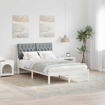vidaXL Bettgestell mit gepolstertem Kopfteil Weiß 120 x 190 cm vidaXL Bettgestell mit gepolstertem Kopfteil Weiß 120 x 190 cm