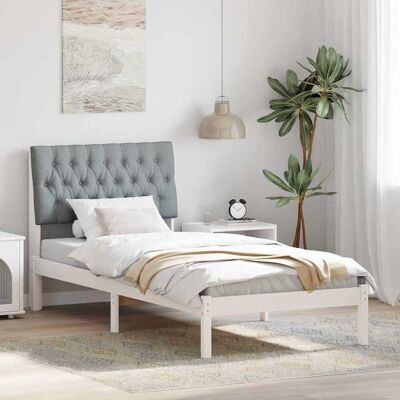 vidaXL Bettgestell mit gepolstertem Kopfteil Weiß 90 x 200 cm vidaXL Bettgestell mit gepolstertem Kopfteil Weiß 90 x 200 cm